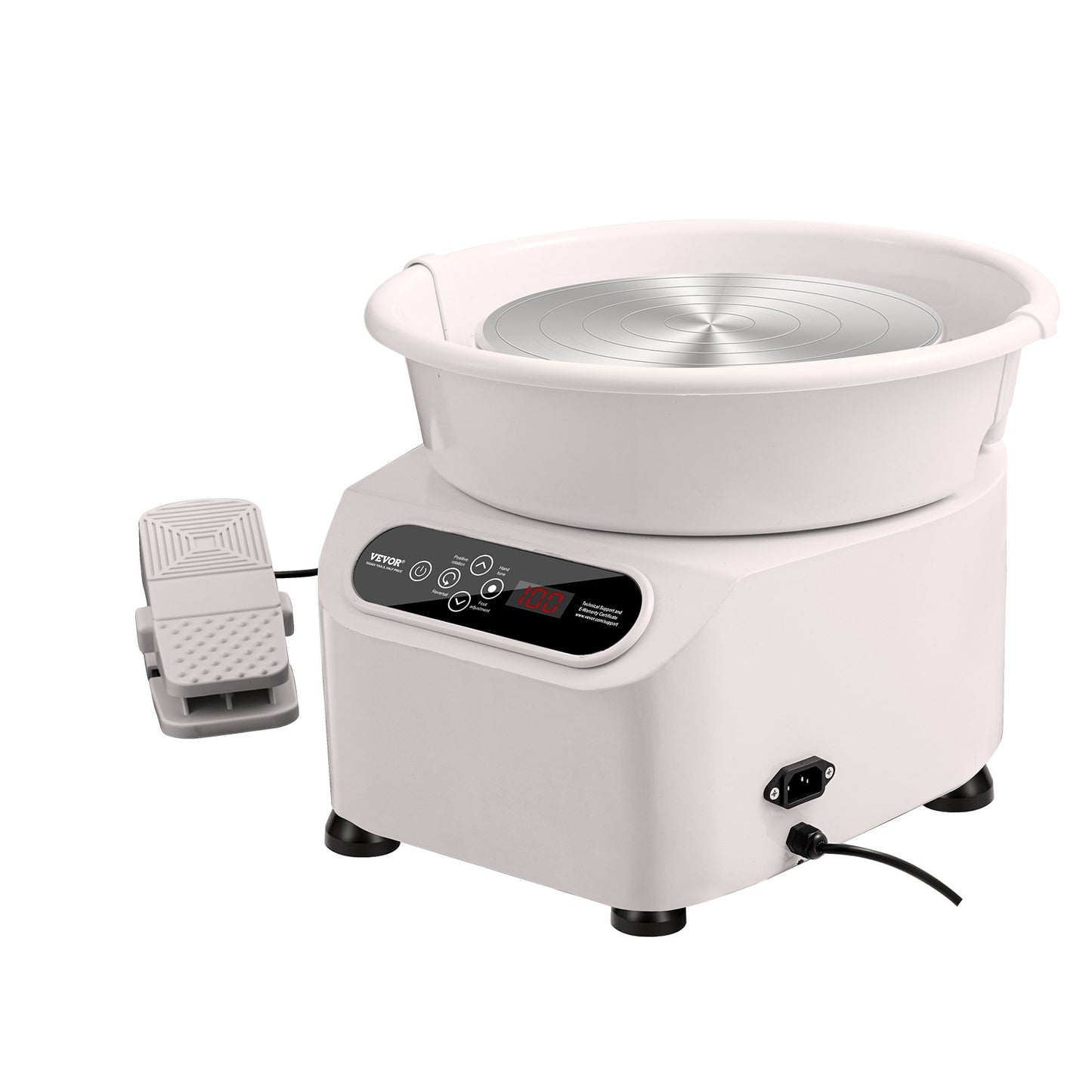 Pottery Wheel 11in Ceramic Wheel Foot Pedal Touch Screen Apron 450W White