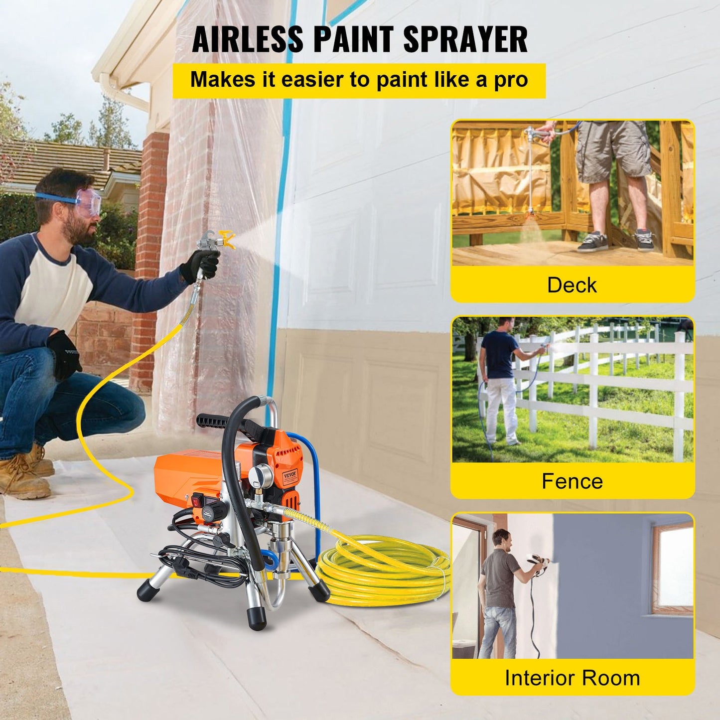 Högtrycksluftlös väggfärg Spraypistol Spraymaskin Maskinsprutning 2000w