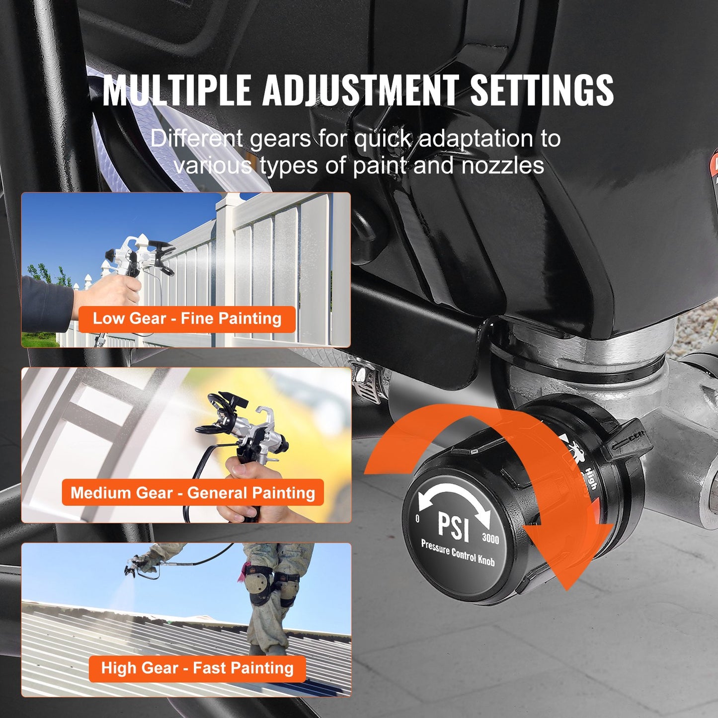 Stand Airless färgspruta, 750W 3000PSI högeffektiv elektrisk högtrycksspruta, fin och jämn målningseffekt, handhållna färgsprutor för heminredning och exteriör möbler och staket