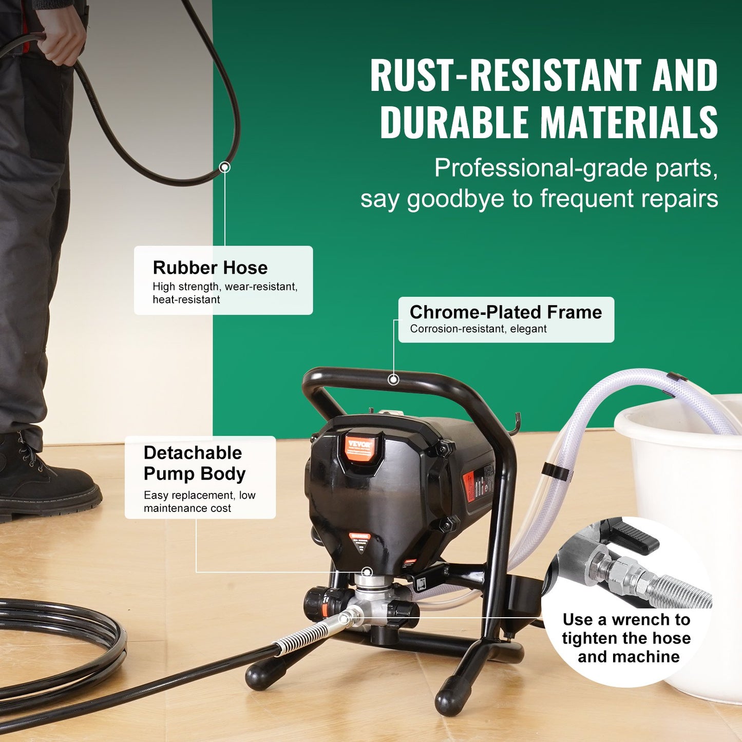 Stand Airless färgspruta, 750W 3000PSI högeffektiv elektrisk högtrycksspruta, fin och jämn målningseffekt, handhållna färgsprutor för heminredning och exteriör möbler och staket