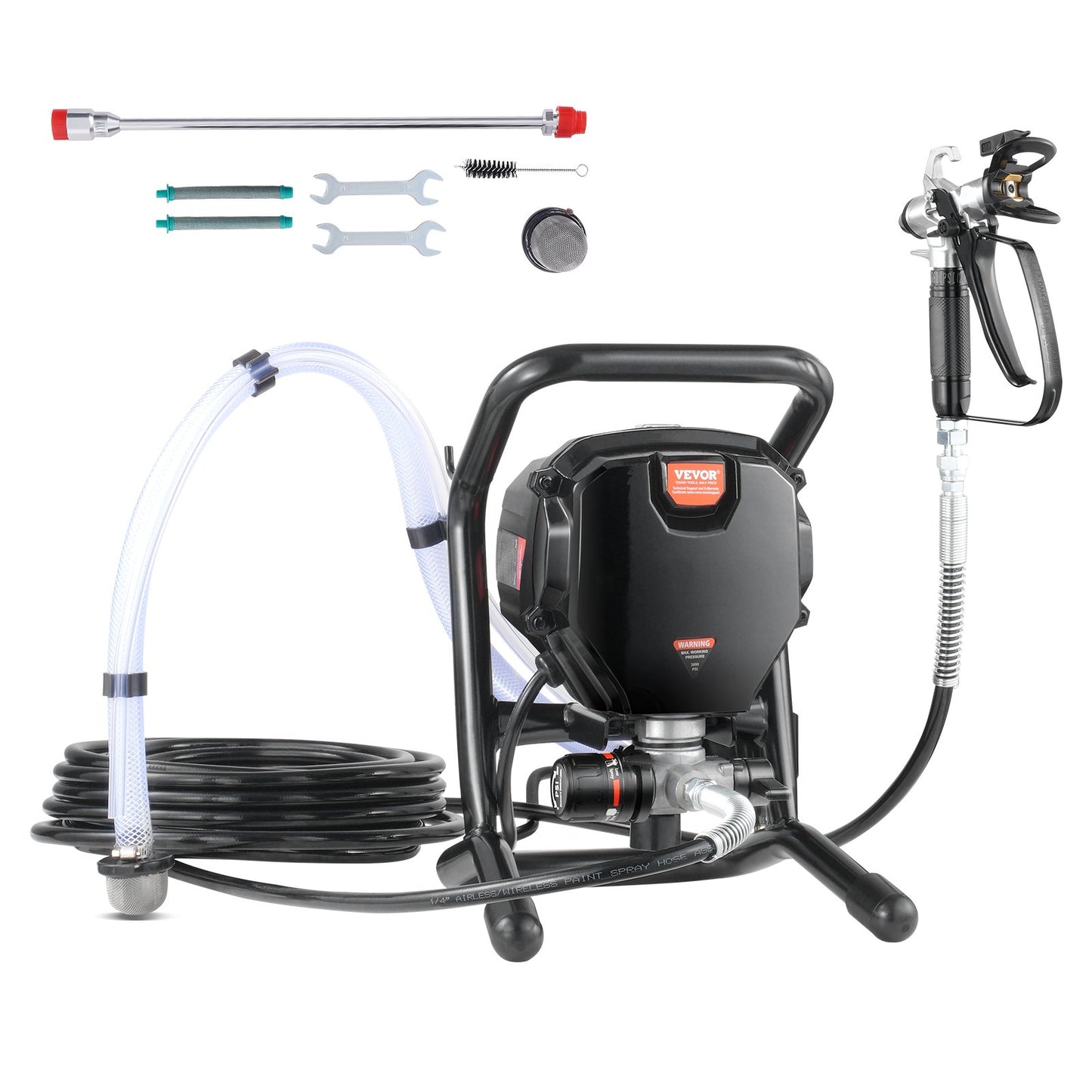 Stand Airless färgspruta, 750W 3000PSI högeffektiv elektrisk högtrycksspruta, fin och jämn målningseffekt, handhållna färgsprutor för heminredning och exteriör möbler och staket