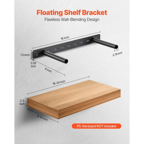 2 shelf brackets 16 inch / 406.4 mm heavy duty floating shelf brackets