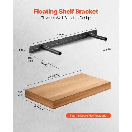 2 pcs shelf brackets 22 inch / 558.4 mm heavy duty floating shelf brackets