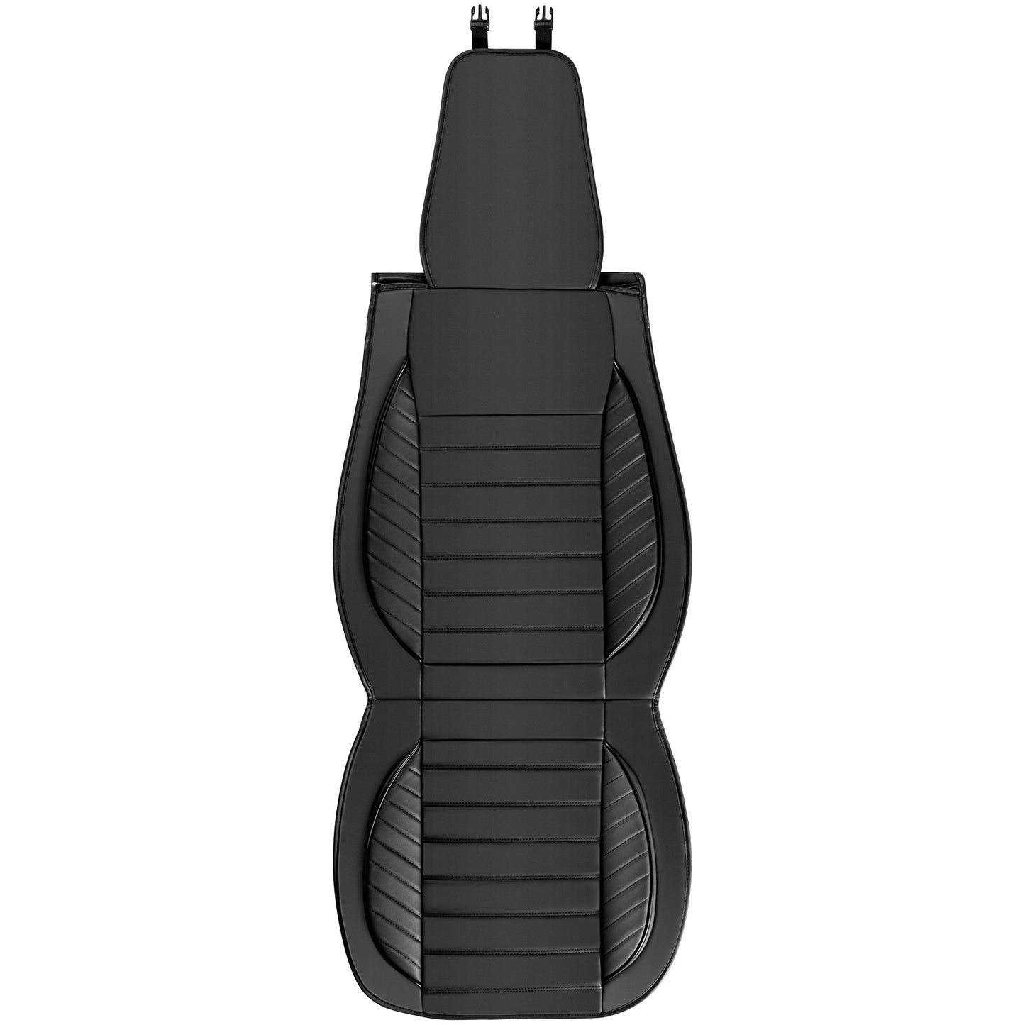 Seat Covers, Universal Car Seat Covers Front Seats, 2 pcs Faux Leather Seat Covers, Semi-Enclosed Design, Removable Headrest and Airbag Compatible, for Most Cars SUVs and Trucks Black