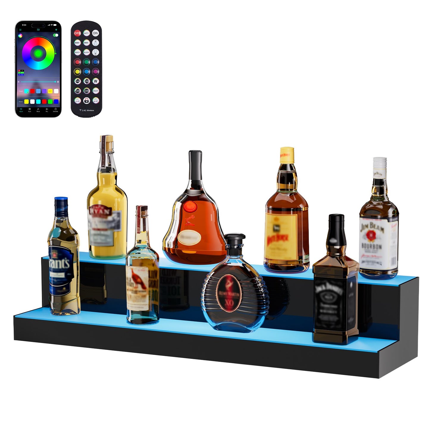LED-upplyst spritflaska Display Bar Hylla RF & App Control 30" 2-Step
