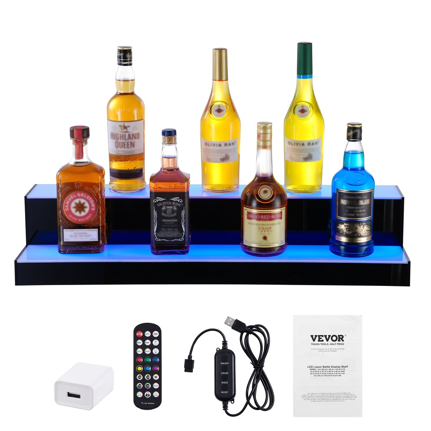 LED-upplyst spritflaska Display Bar Hylla RF & App Control 30" 2-Step