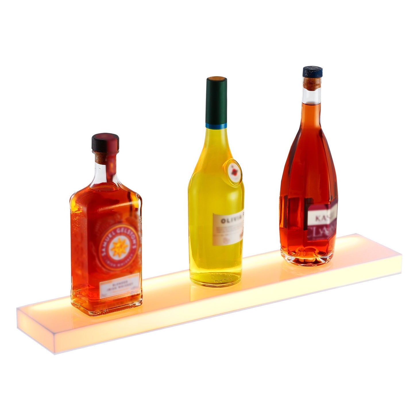 Wall Mounted LED Illuminated Liquor Bottle Display Home Bar Shelf 24" 1-Step