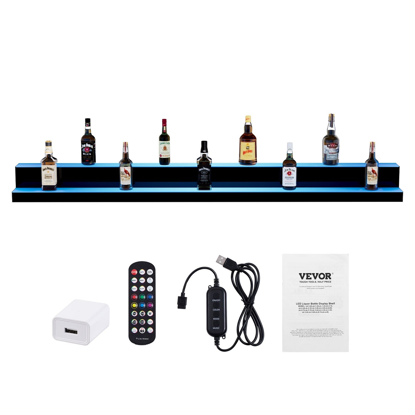LED-beleuchtetes Spirituosenflaschen-Display, Barregal, RF- und App-Steuerung, 183 cm, 2-stufig