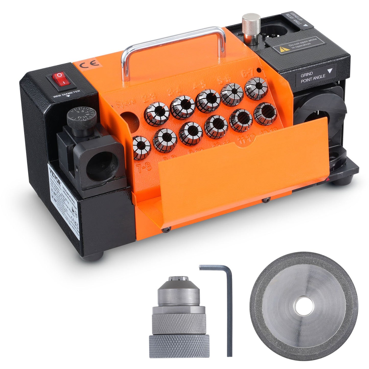 Bohrerschleifer, MR-13A Bitschleifer 3-13 mm, 95° bis 135° Spitzenwinkel einstellbarer Bohrerschleifer, tragbare Schleifmaschine mit 11 Spannzangen, CBN- und SDC-Scheiben