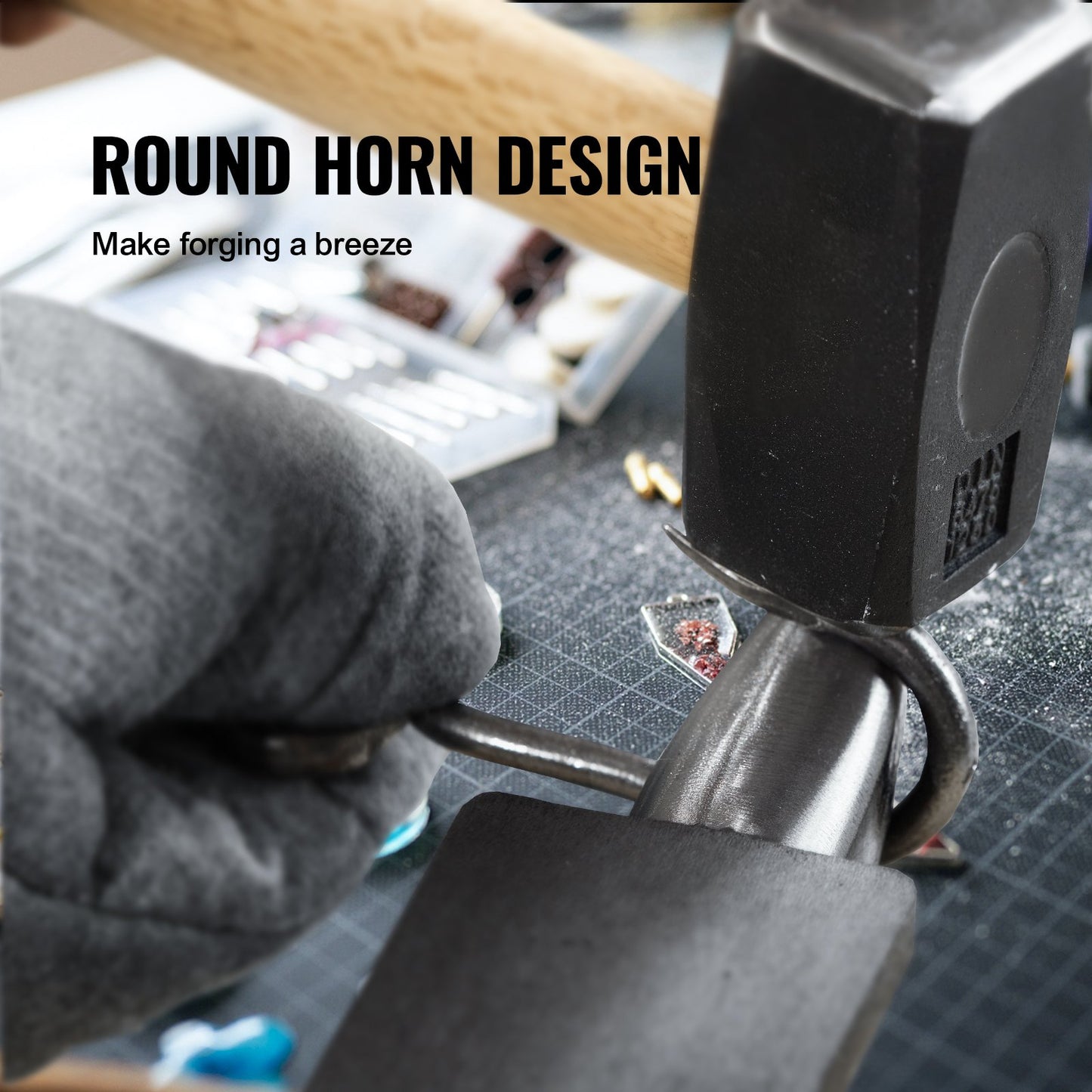 Enkelhornsstäd, 8,8 kg gjutstålstäd, städsmed med hög hårdhet, robust rundhornsstäd, kompakt design och stabil bas, smidesverktyg och utrustning, metallsmedsverktyg för bockning och formning