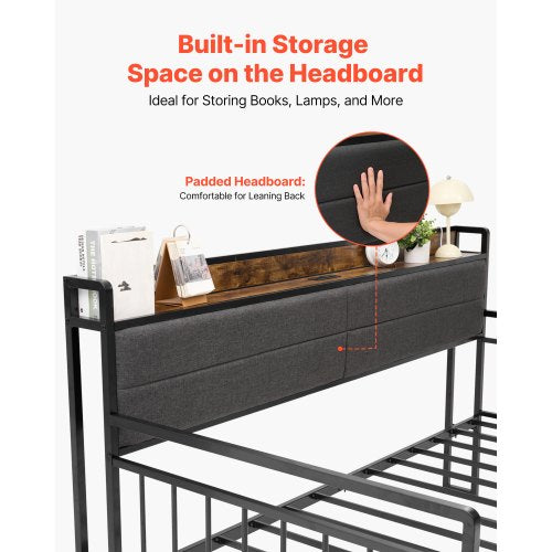 Metal daybed with double bed, pull-out bed and charging station