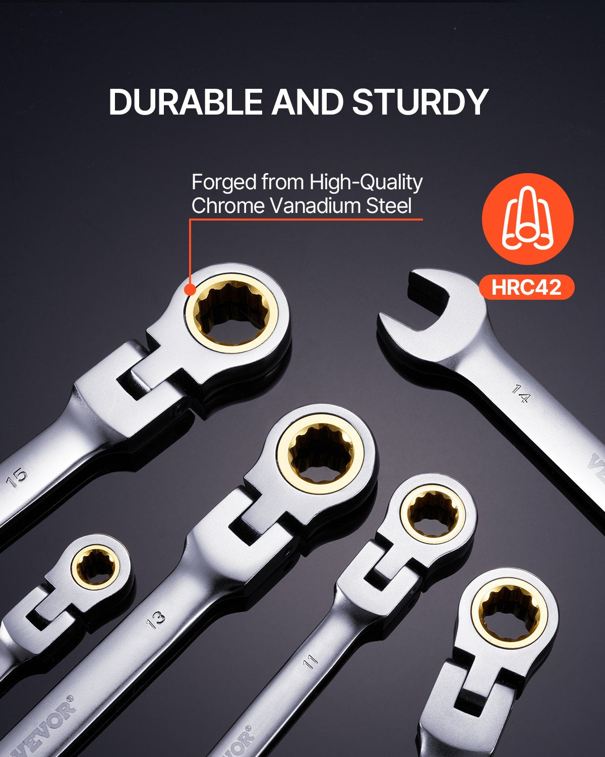 Flex-Head Ratchet Set 8 PC Metric 8 mm-17 mm with Roll-up bag