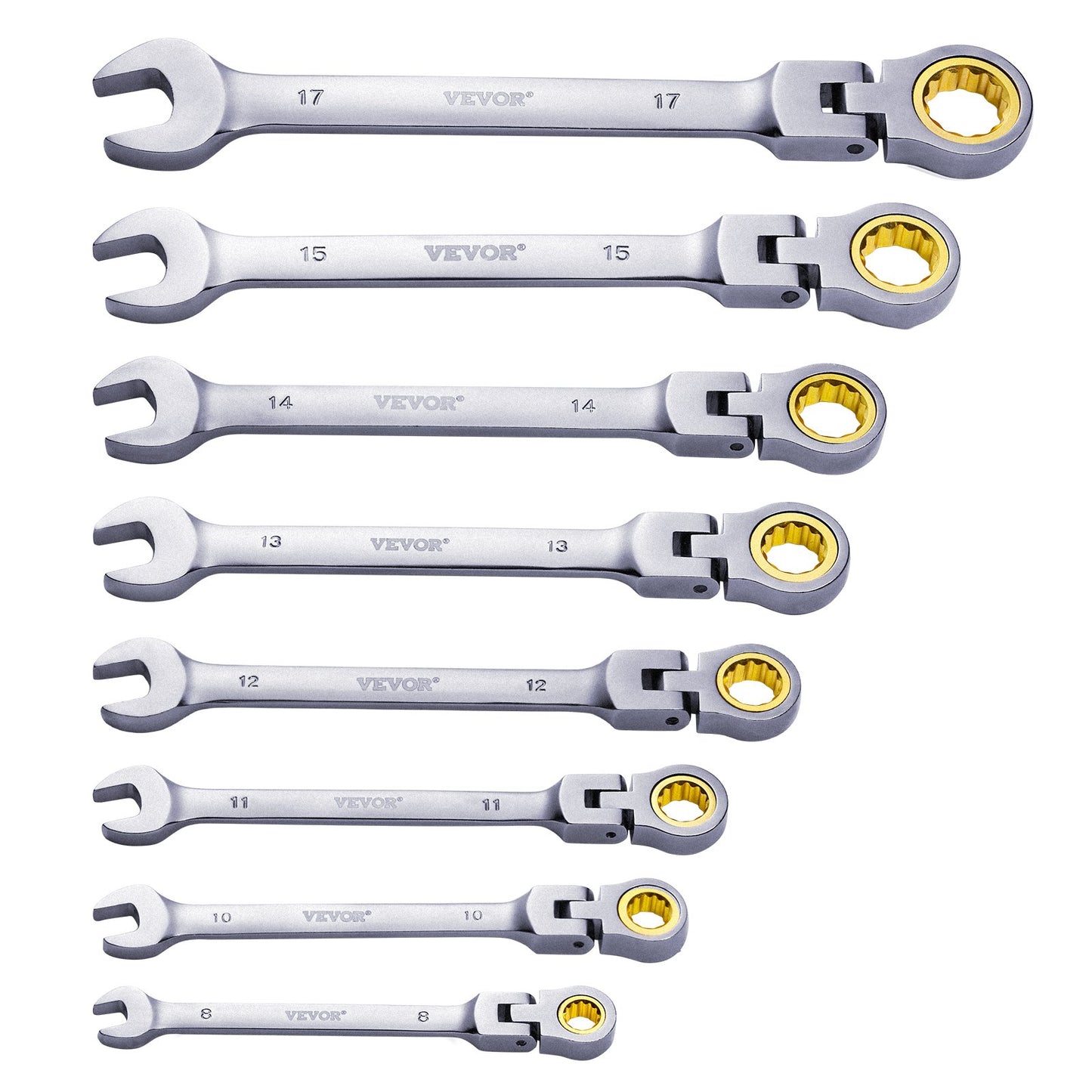 Flex-Head Ratchet Set 8 PC Metric 8 mm-17 mm with Roll-up bag