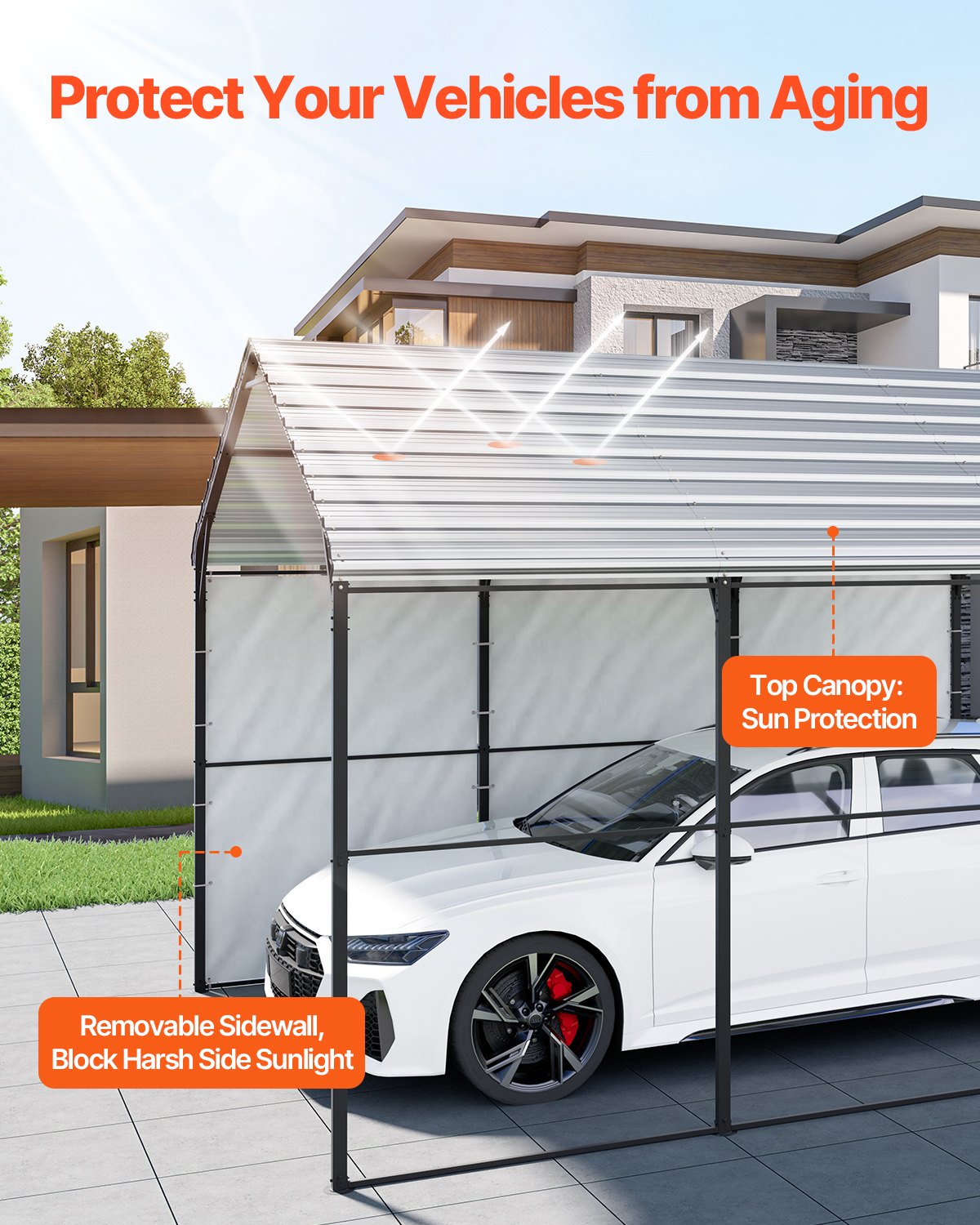 10' x 15' Metal Carport Heavy Duty Outdoor Car Shelter Garage for Boats
