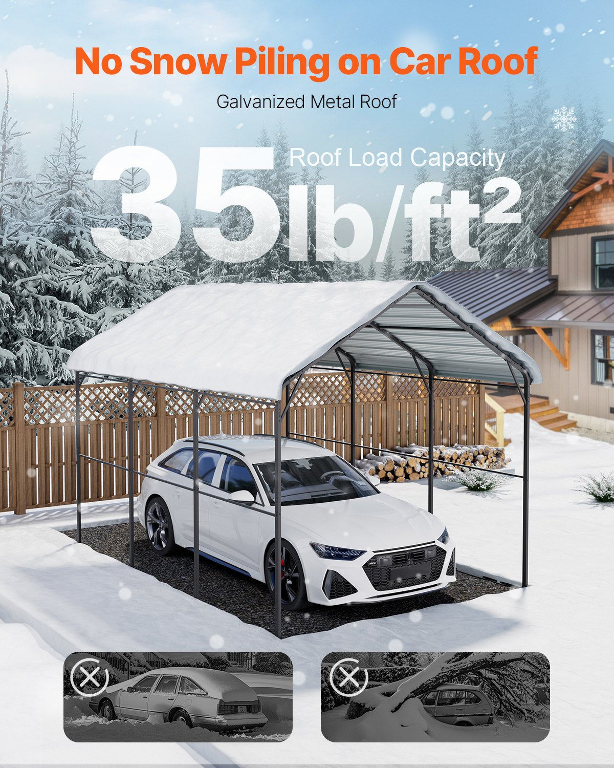 10' x 15' Metal Carport Heavy Duty Outdoor Car Shelter Garage for Boats