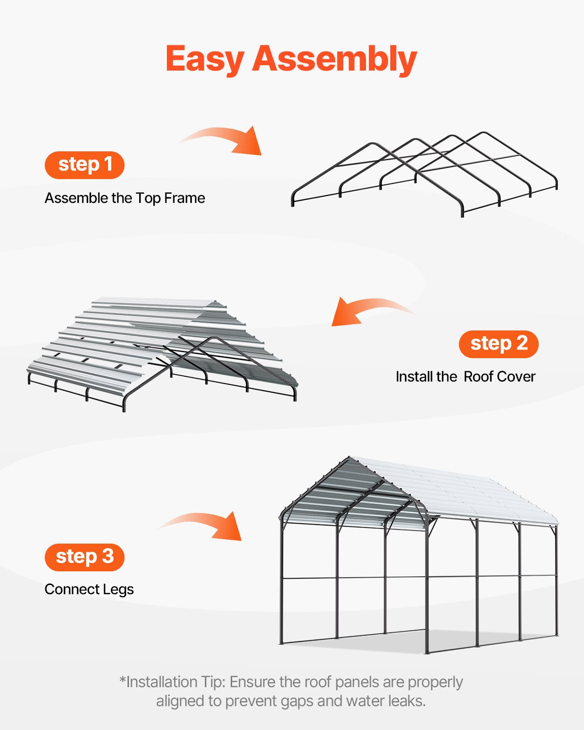 10' x 15' Metal Carport Heavy Duty Outdoor Car Shelter Garage for Boats