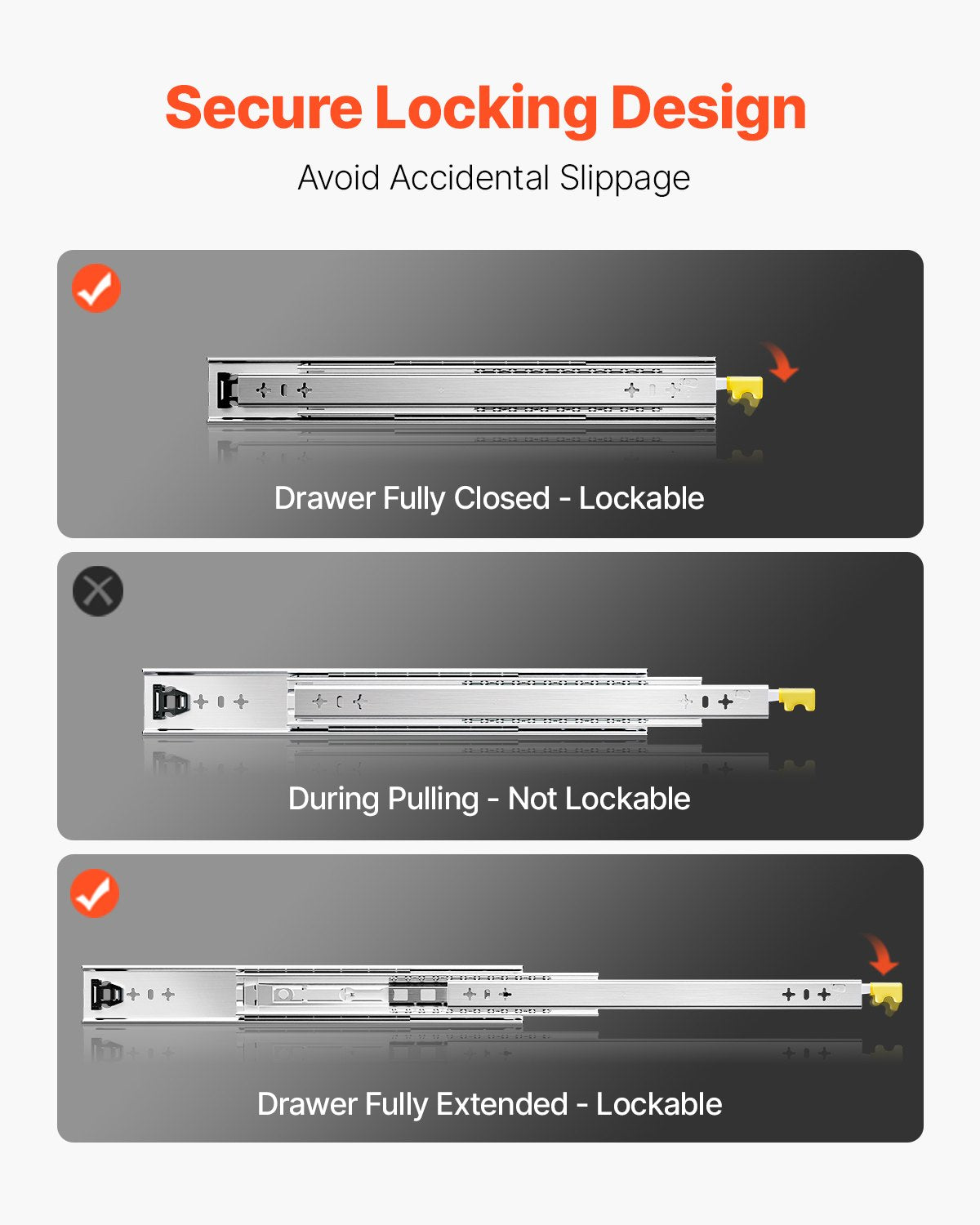 1 Par 16-60 i Soft-Close Låda Slides Kullager Full Extension