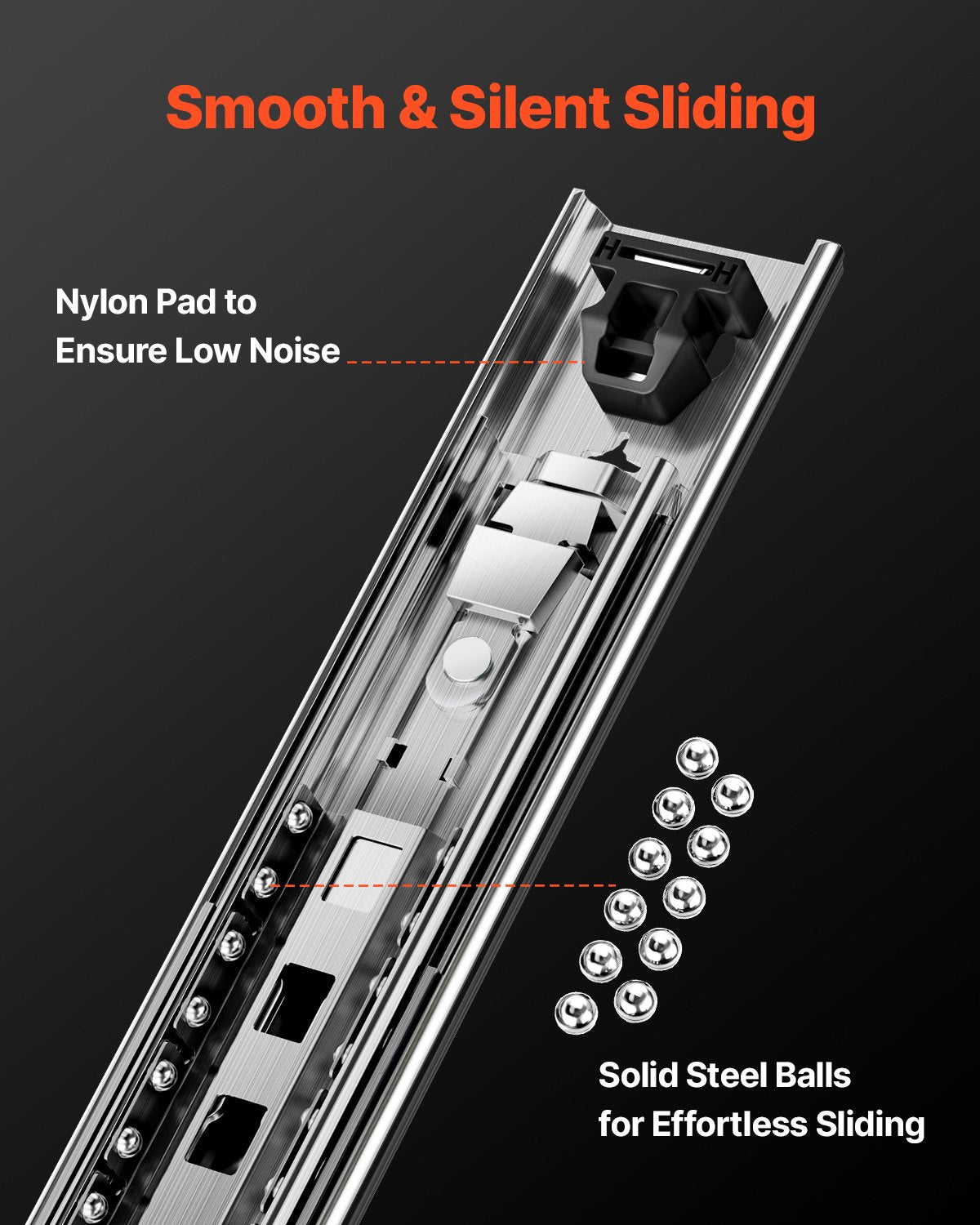 1 Par 16-60 i Soft-Close Låda Slides Kullager Full Extension