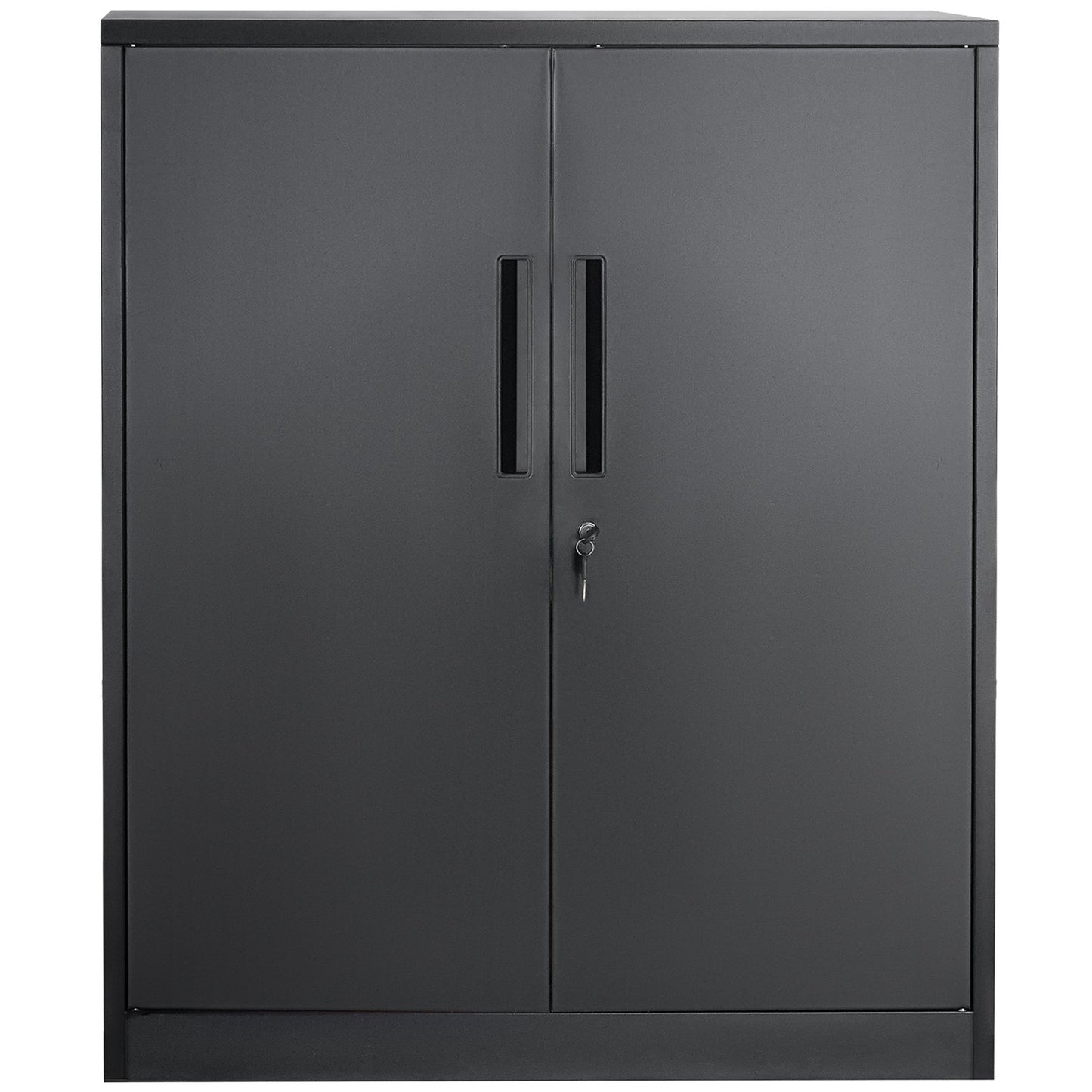 Metal Storage Cabinet with 2 Magnetic Doors and 4 Adjustable Shelves, 200 lbs Capacity Per Shelf, Locking Steel Storage Cabinet, 42'' Metal Cabinet with 3 Keys, for Office, Garage, Home, Black