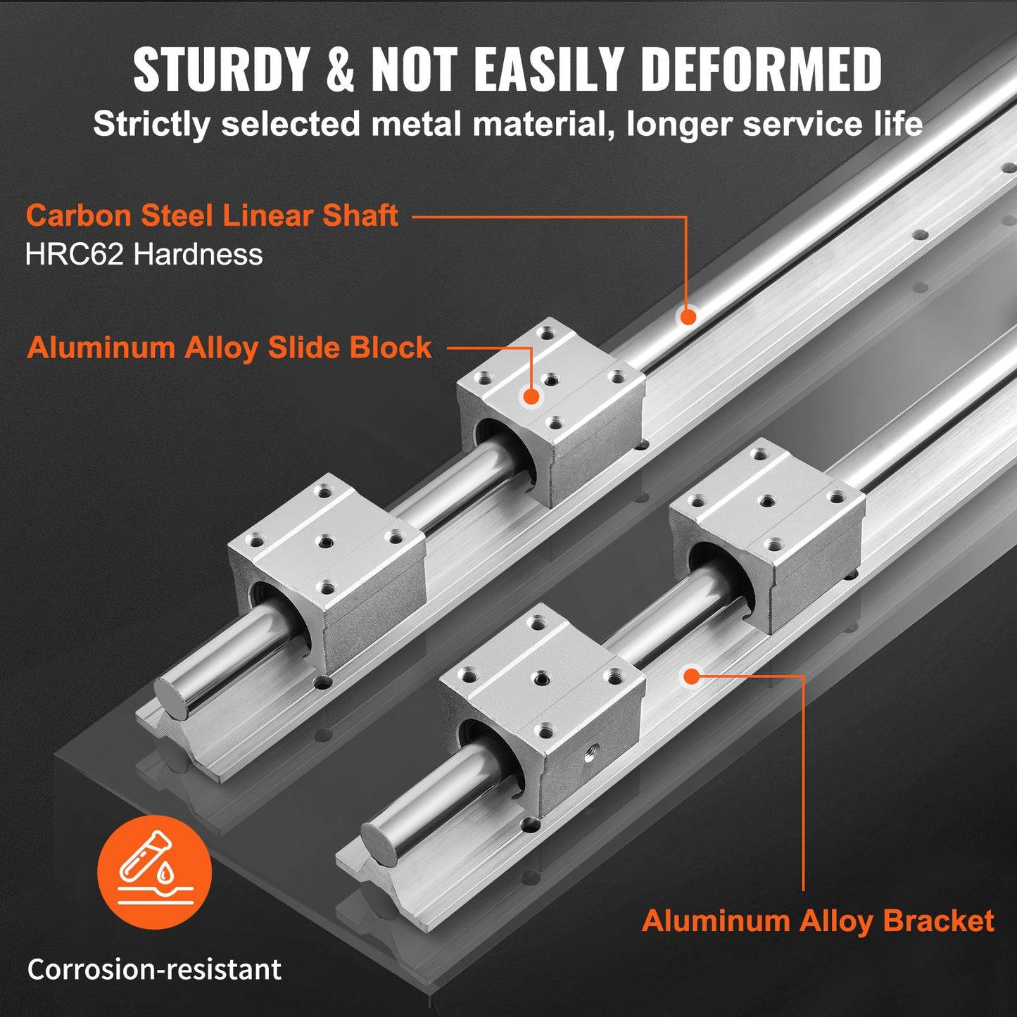 Linear Guide Rails, SBR16 1500mm, 2PCS 59inch/1500mm SBR16 Guide Rails and 4PCS SBR16UU Slide Blocks, Linear Rails and Bearing Kit for Automated Machines DIY Project CNC Router Machines