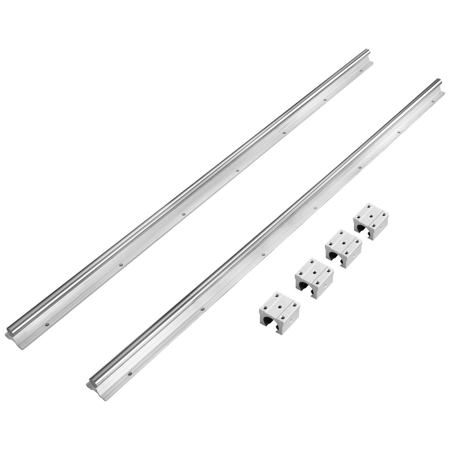 Linearführungsschienen, SBR16 800 mm, 2 Stück 31,5 Zoll/800 mm SBR16-Führungsschienen und 4 Stück SBR16UU-Gleitblöcke, Linearschienen und Lagersatz für automatisierte Maschinen, DIY-Projekt-CNC-Fräsmaschinen