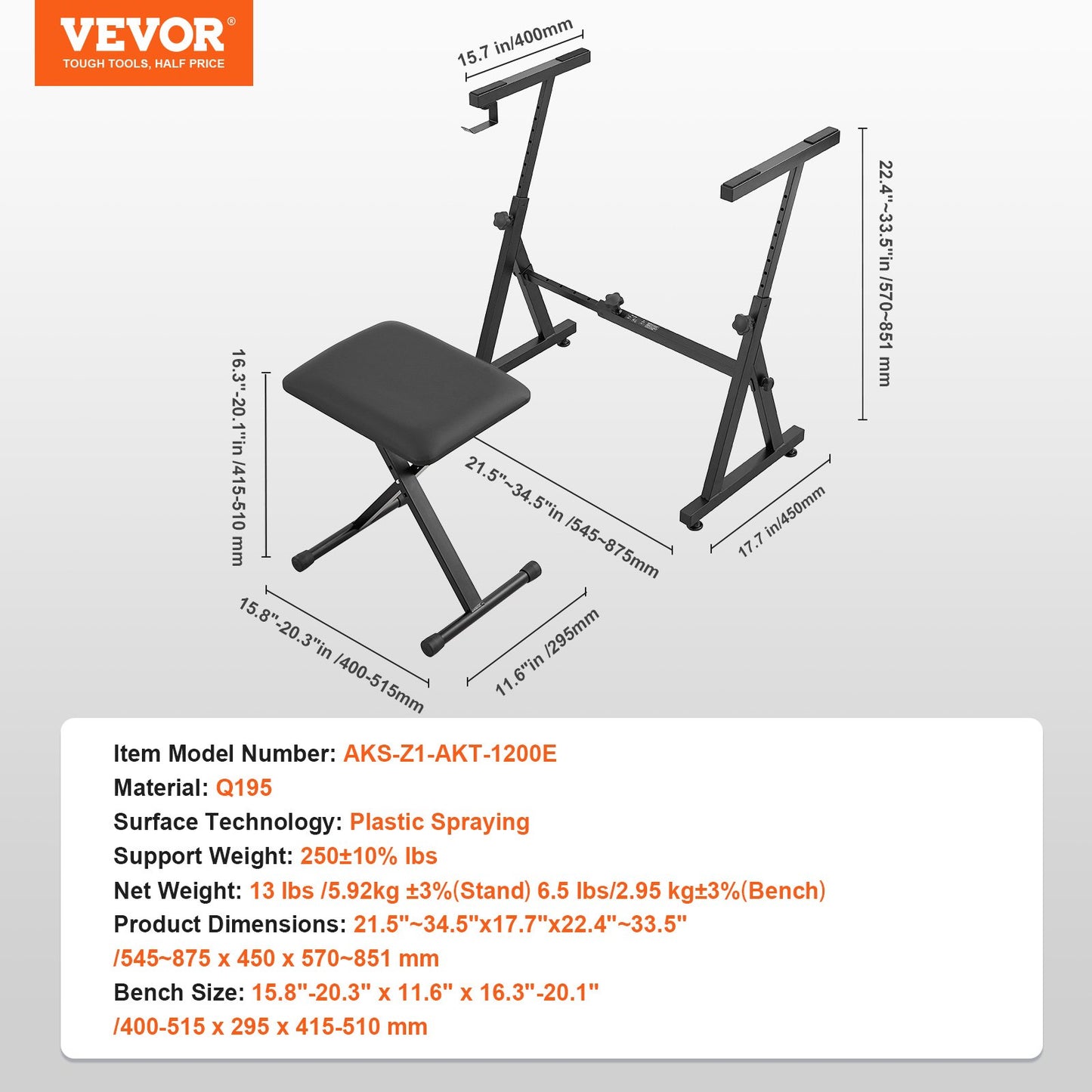 Piano Keyboard Stand and Bench Set, Z Style, Heavy Duty Digital Piano Music Stand and Seat, 250 lbs Capacity with Adjustable Piano Bench Width Height Wheels, Fits for 54-88 Keys Electric Pianos