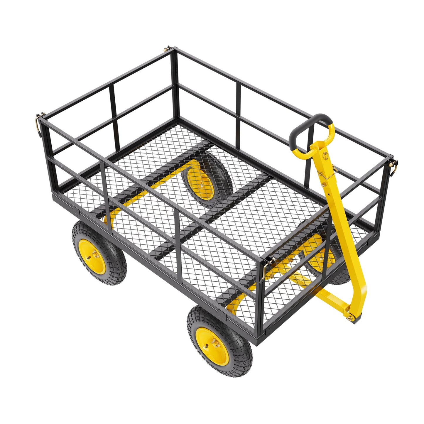 Steel Garden Cart 1400lb Capacity Heavy Duty Yard Wagon Cart 13in Tires