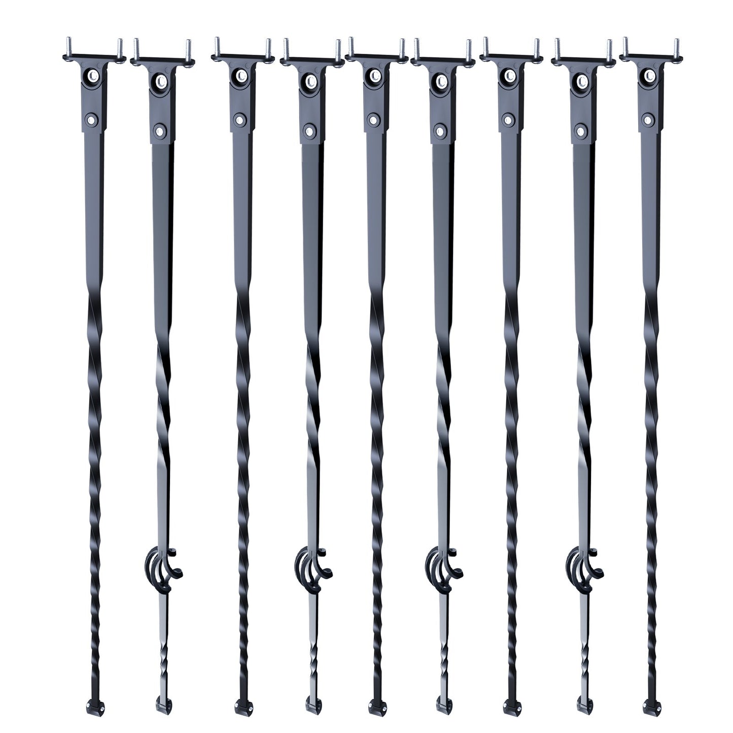 Trappa metallbalustrar, 44'' x 1/2" galvaniserat stål dekorativa räckespindlar, 10-pack däcksräcke med ihåliga enkla korgar, vridningar, spiraltrappräcke med skor och skruvar
