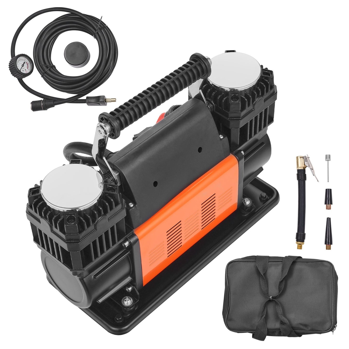 10.6CFM Bärbar däckinflator Dubbelcylindrig luftkompressor 12V 150PSI