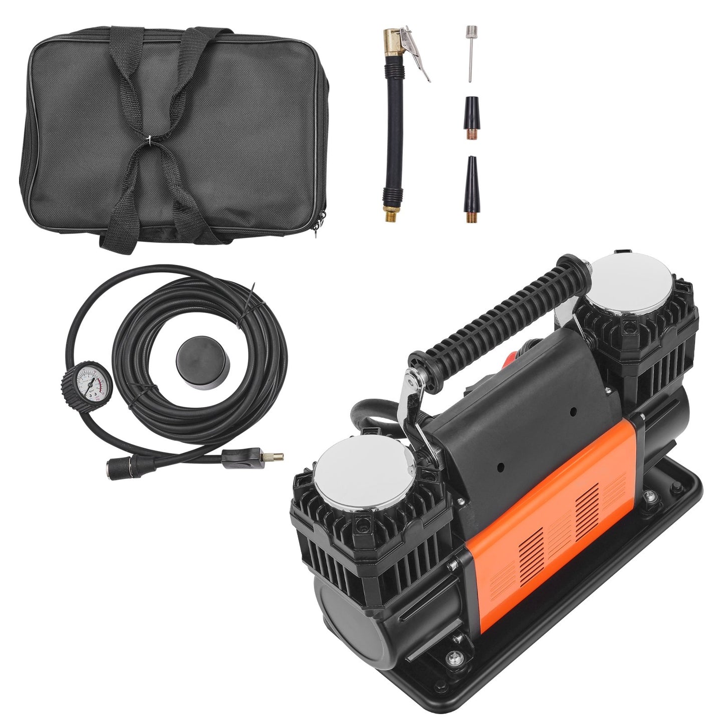 10.6CFM Bärbar däckinflator Dubbelcylindrig luftkompressor 12V 150PSI