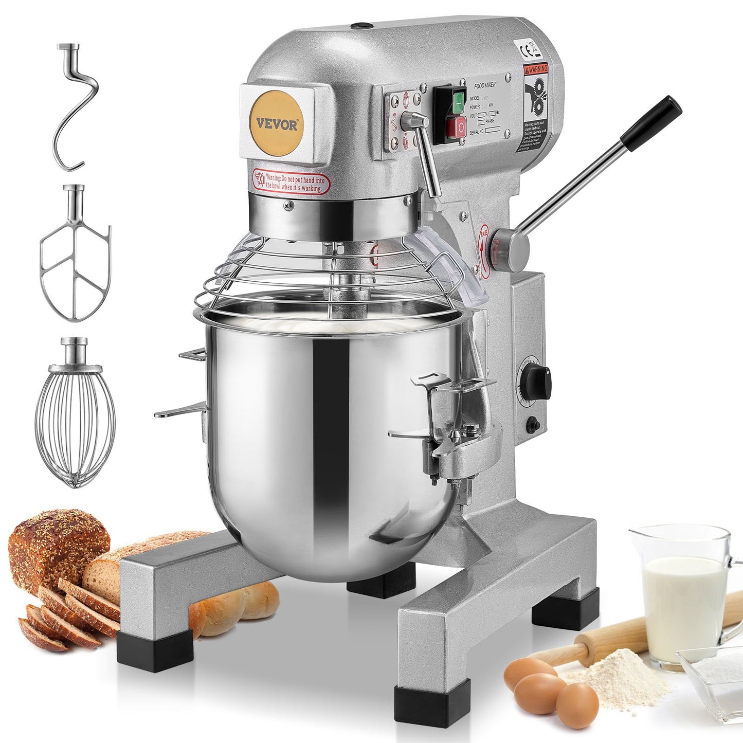 Commercial Food Mixer 14L 3-Speed Stand Dough Mixer 550W for Restaurant
