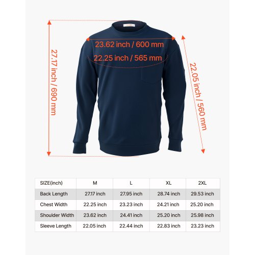 FR Skjortor, Flamskyddande Långärmade Kläder Lätt 7 oz Andningsbar Bomull, Herr Flamhämmande Arbetsskjorta med Förkrympbehandling och Ficka, För Svetsare, Elektriker, Marinblå M | EU