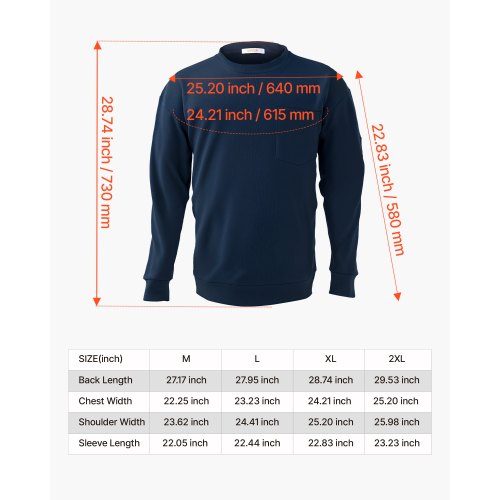 FR Skjortor, Flamskyddande Långärmade Kläder Lätt 7 oz Andningsbar Bomull, Herr Flamhämmande Arbetsskjorta med Förkrympbehandling och Ficka, För Svetsare, Elektriker, Marinblå XL | EU