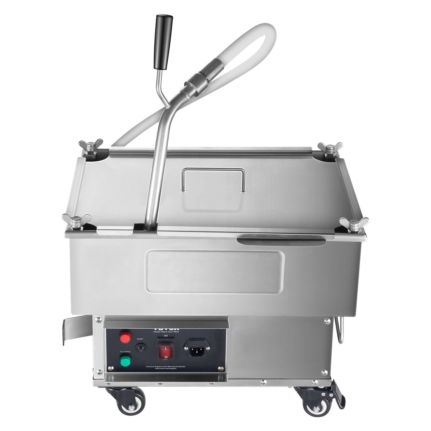 Mobiler Fritteusenfilter, 18 L Öltankkapazität, Ölfiltersystem mit 10 l/min Ölfiltrationsrate, Mobiles Fritteusenölfiltersystem mit Schwenkrädern, Ölschlauch für Hamburger im Restaurant