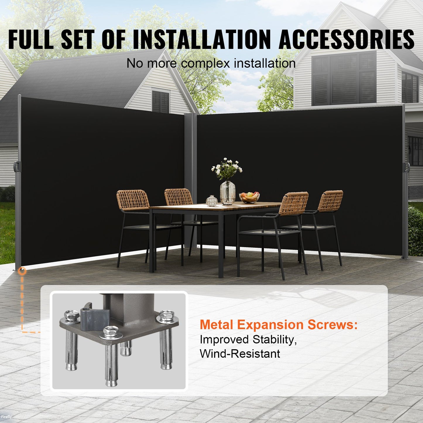 Black Retractable Patio Screen 236 inches in length Office Divider 71 inches in height Retractable Screen Partition Outdoor Retractable Gate Retractable Fence Outdoor Screens for Patio Privacy