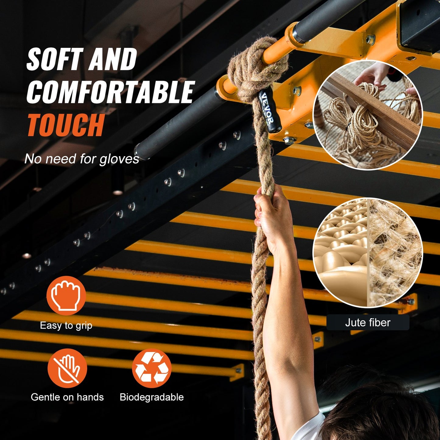 1"x50FT Gym klätterrep Fitness Styrketräningsrep Hemträning