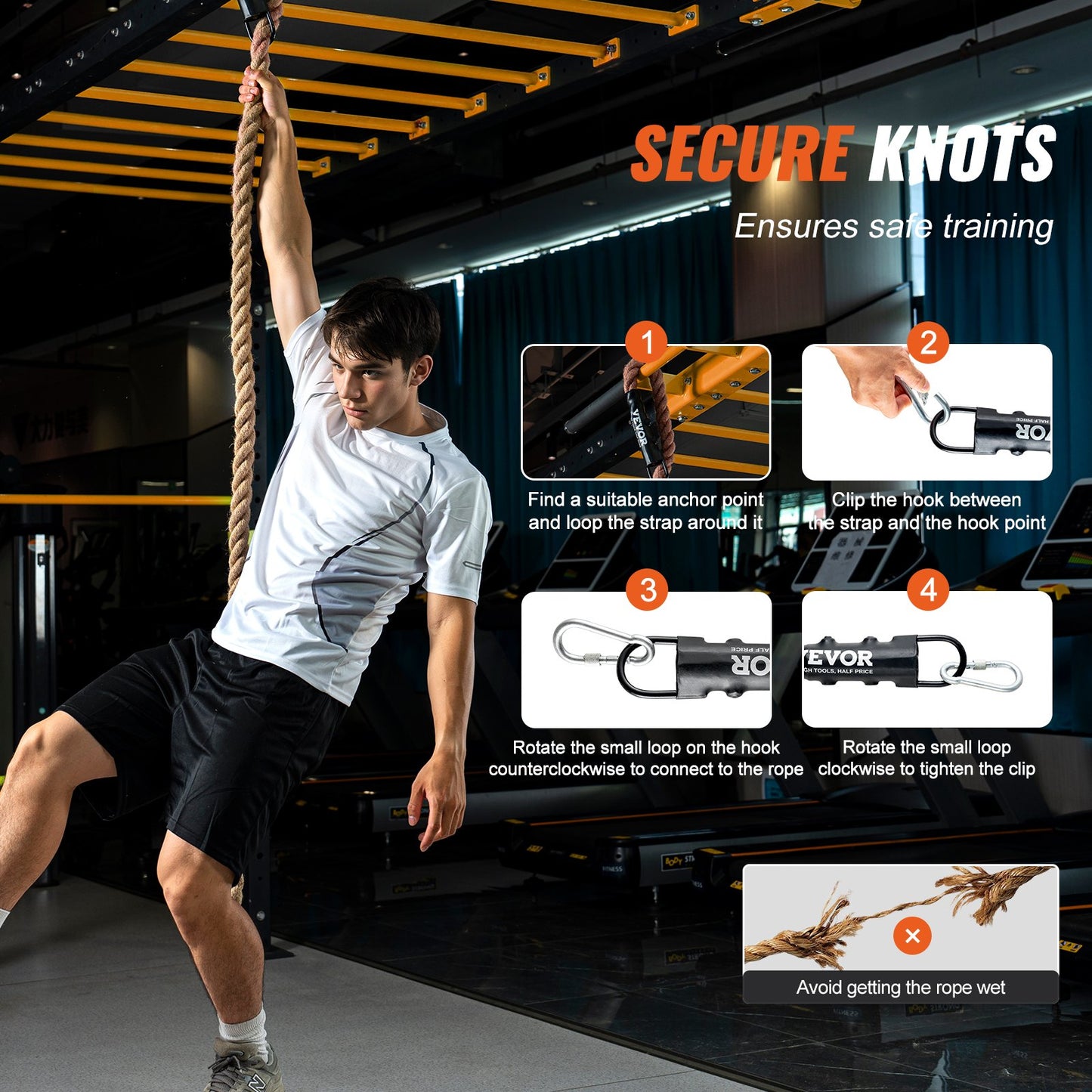 1,5"x25FT Gym klätterrep Fitness Styrketräningsrep Hemträning