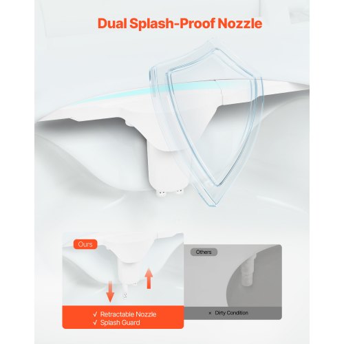 Bidet accessory for toilet, hot and cold, dual nozzles, adjustable pressure