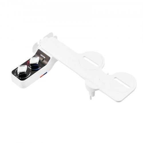 Bidet accessory for toilet, hot and cold, dual nozzles, adjustable pressure