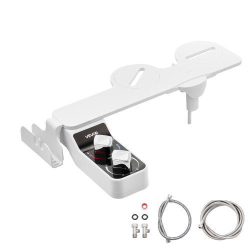 Bidet accessory for toilet, hot and cold, dual nozzles, adjustable pressure