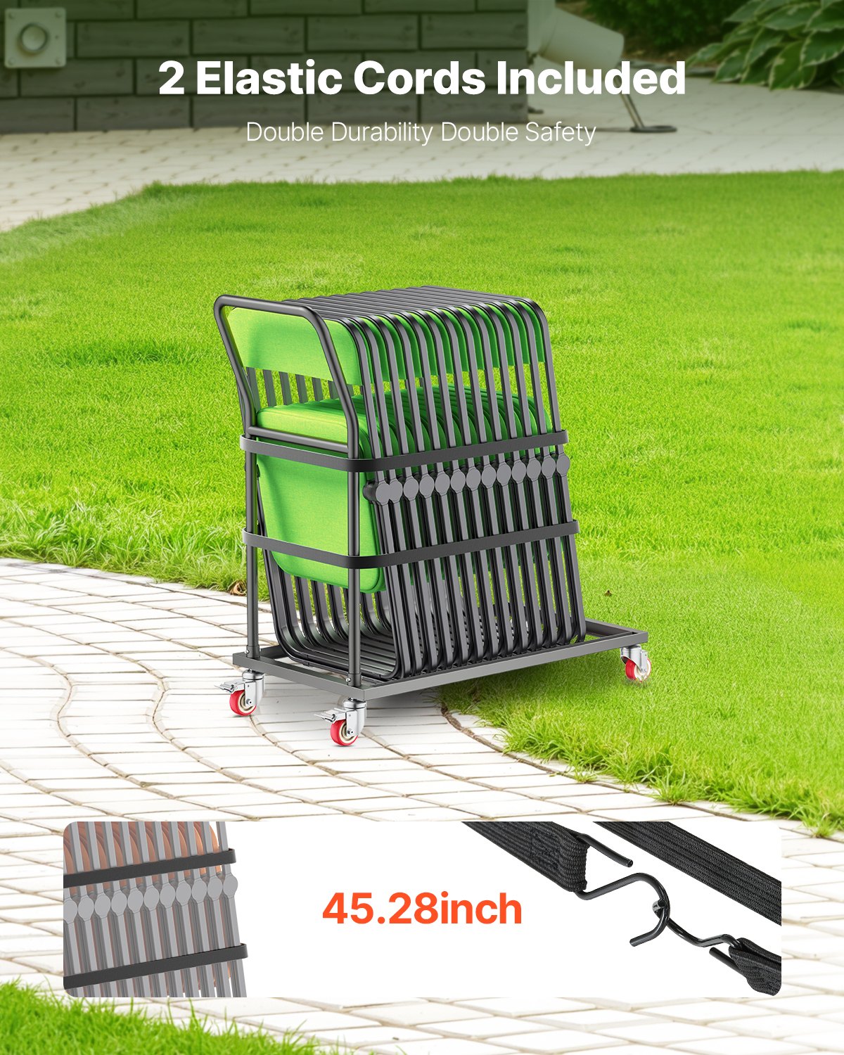 Folding chair cart for 25 chairs of 300 LBS L-shape vertical