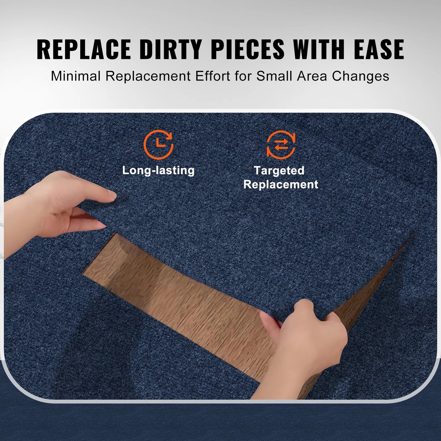 Carpet Tiles Peel and Stick, 24" x 24" Square Self-Adhesive Carpet Floor Tiles, Soft Padded Rugs, Easy Install DIY for Bedroom Living Room Indoor Outdoor (15 Tiles, Dark Blue)