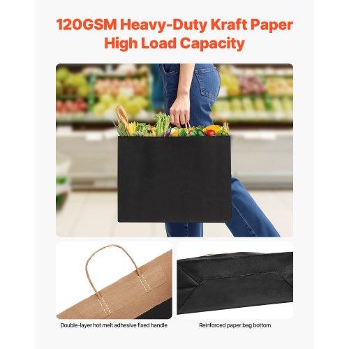 Kraftpapperspåsar med handtag 50 st 16x6x12 i partypåse svart | EU