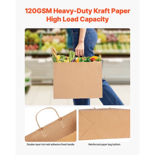Kraftpapperspåsar med handtag 50 st 16x6x12 i partypåse brun | EU