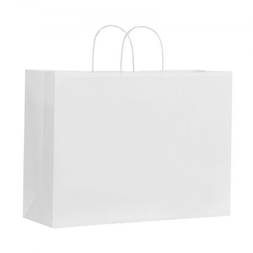 Kraftpapperspåsar med handtag 50 st 16x6x12 i festpåse vit | EU