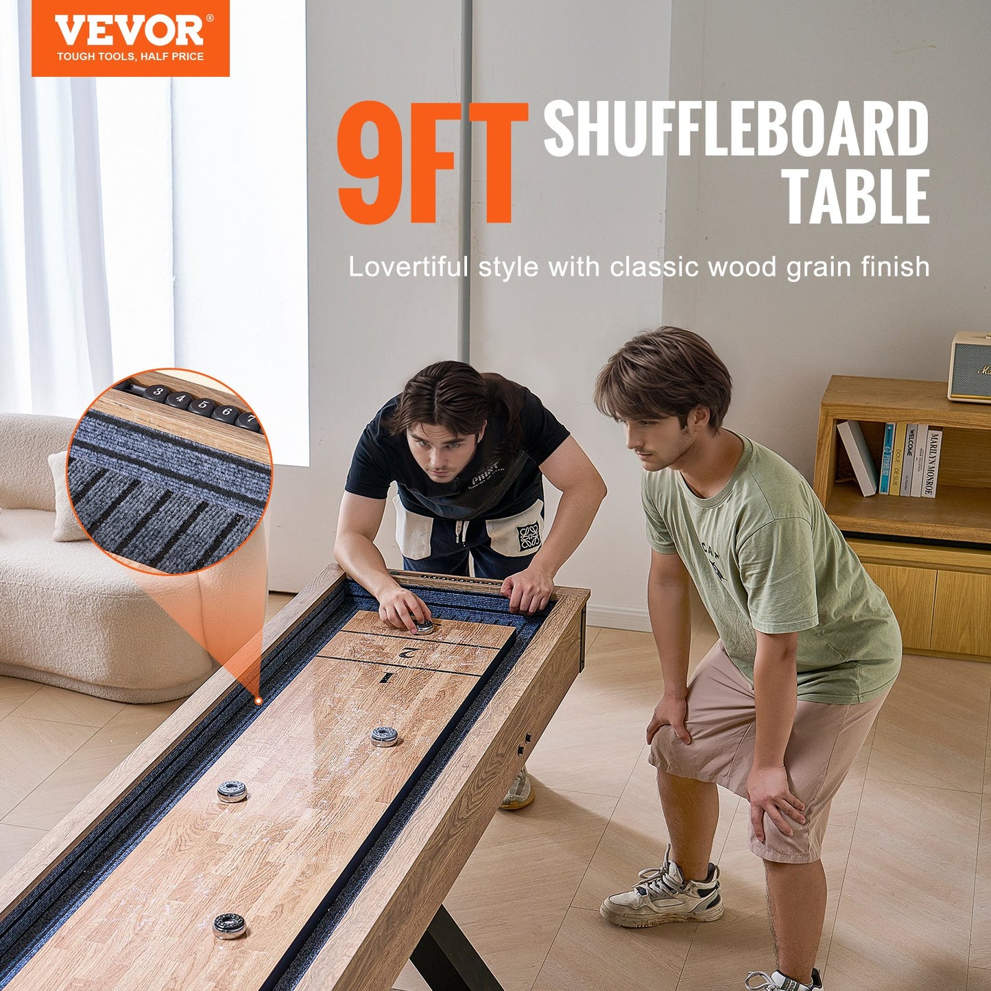 9 fot Shuffleboard Bord 2 i 1 Shuffleboard och Bowling Combo Game Set