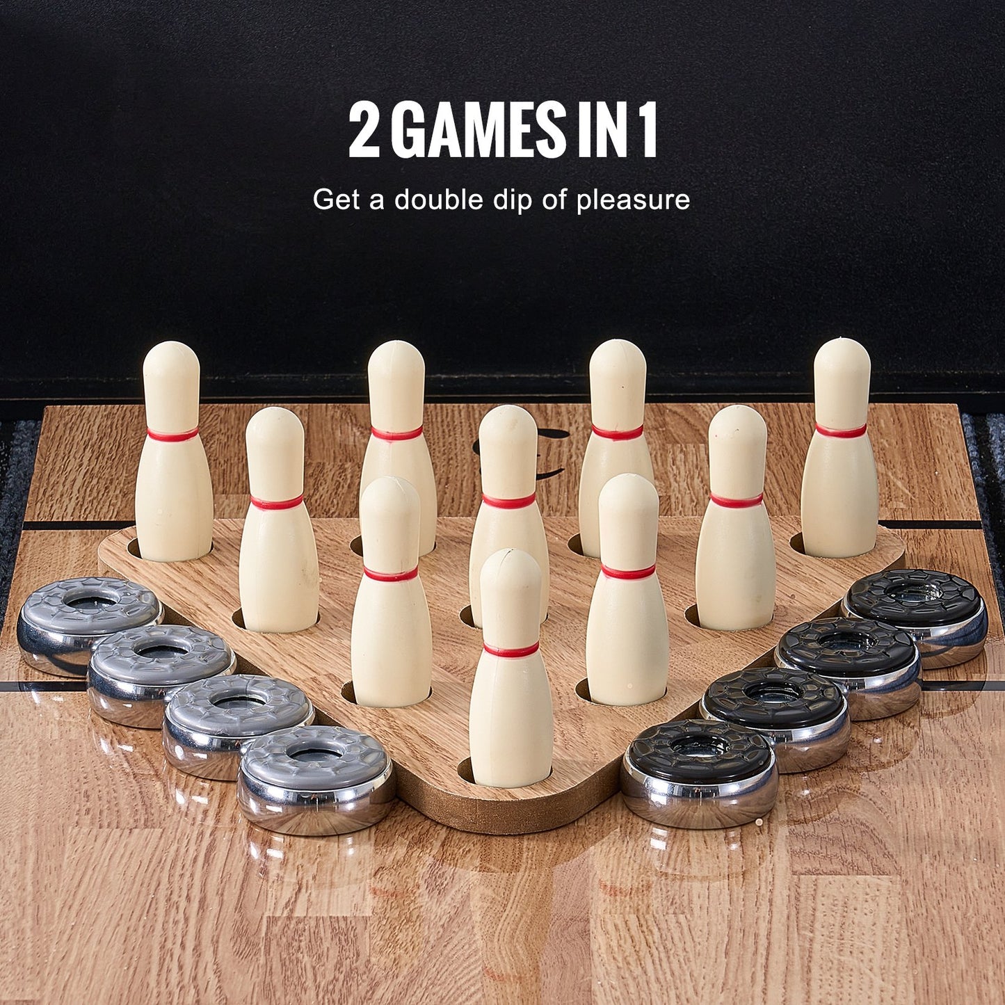 9 fot Shuffleboard Bord 2 i 1 Shuffleboard och Bowling Combo Game Set
