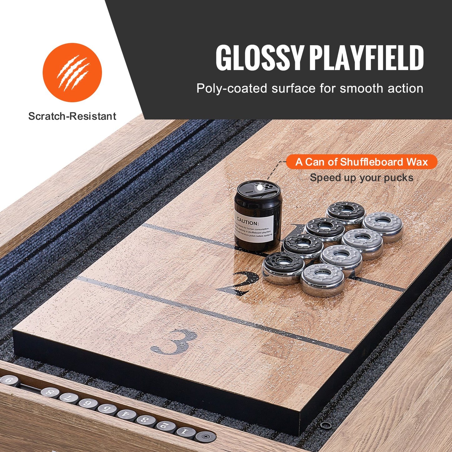 9 fot Shuffleboard Bord 2 i 1 Shuffleboard och Bowling Combo Game Set