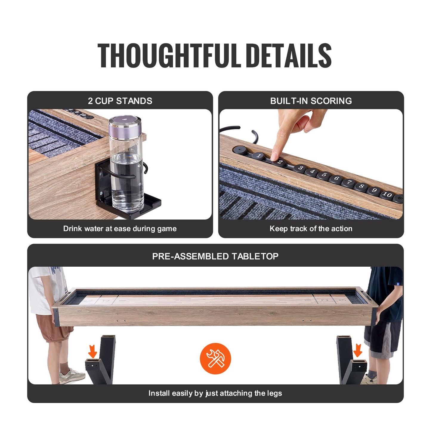 9 fot Shuffleboard Bord 2 i 1 Shuffleboard och Bowling Combo Game Set