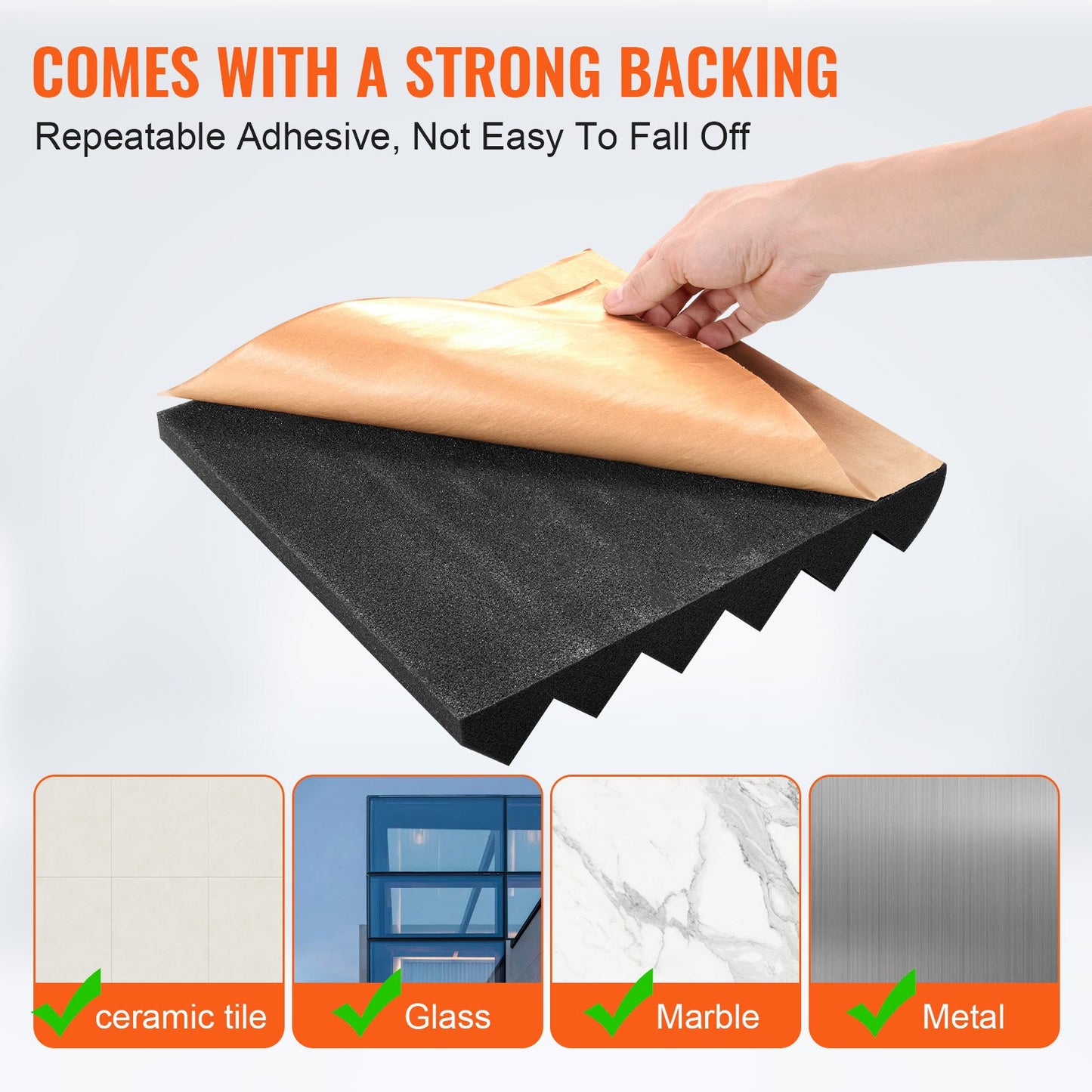 Akustiska skumpaneler 24-pack 12 x 12 x 2 i lim för väggtak